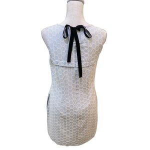 JCrew blue & white eyelet lace cotton sleeveless dress black tie back sizes 6/10